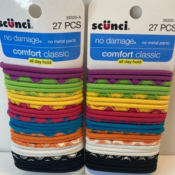 Scunci Hair Elastics No Damage Comfort Classics Orange Black Purple Green - Picture 1 of 13